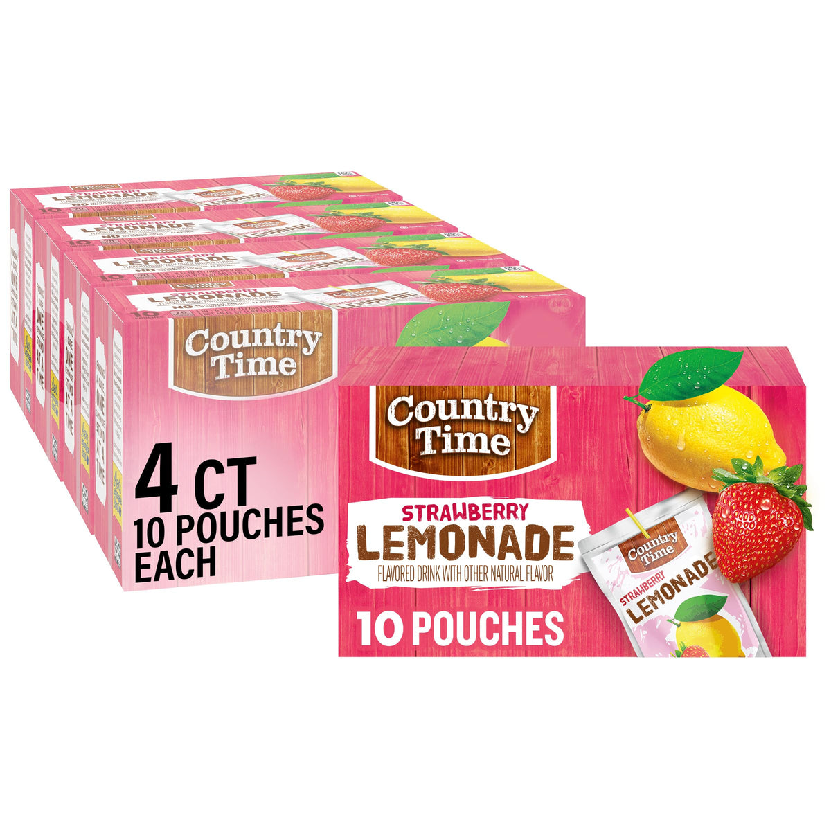 Country Time Strawberry Lemonade ready-to-drink pouch for on-the-go refreshment