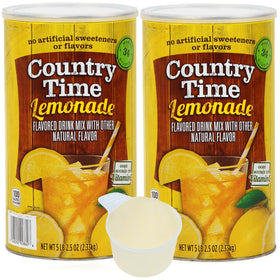Country Time lemonade powder scoop in hand demonstrates precise measuring for perfect pitcher results.