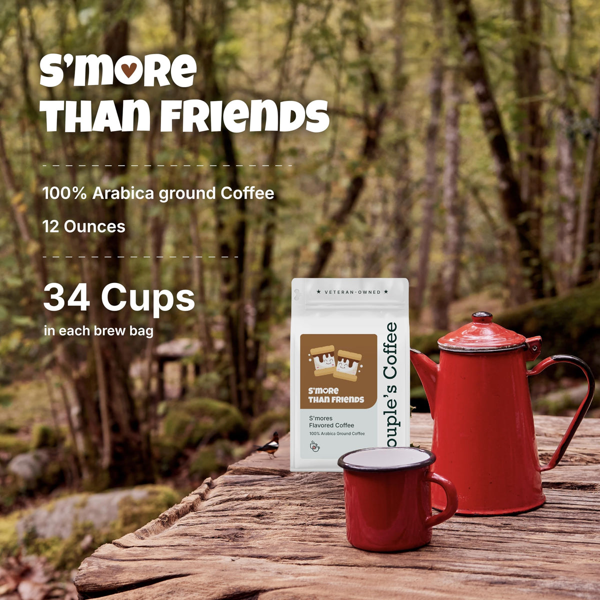 Couple's Coffee Co. bag label emphasizes fair trade and freshness.