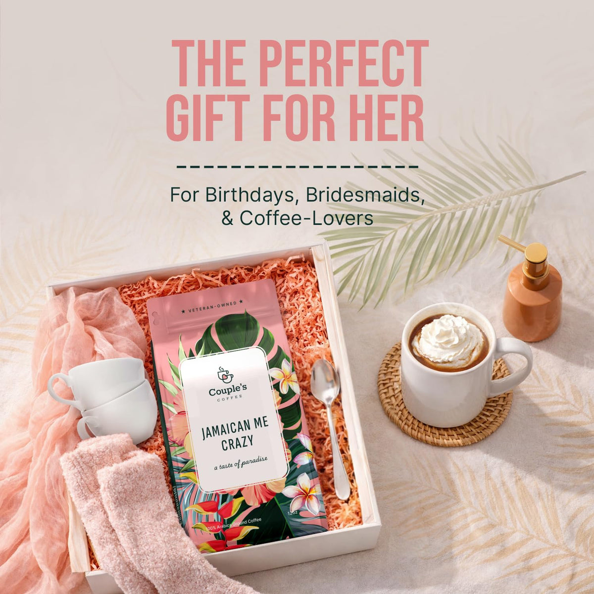 Couple's Coffee package mockup presents gift-ready option.