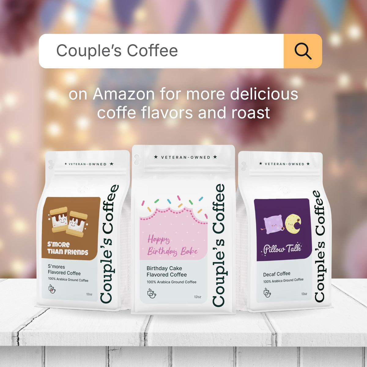 Couple's Coffee Ground Coffee roast room fresh and inviting.