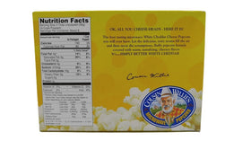 Cousin Willie's cheddar kernels close-up showing bold white cheddar flavor.