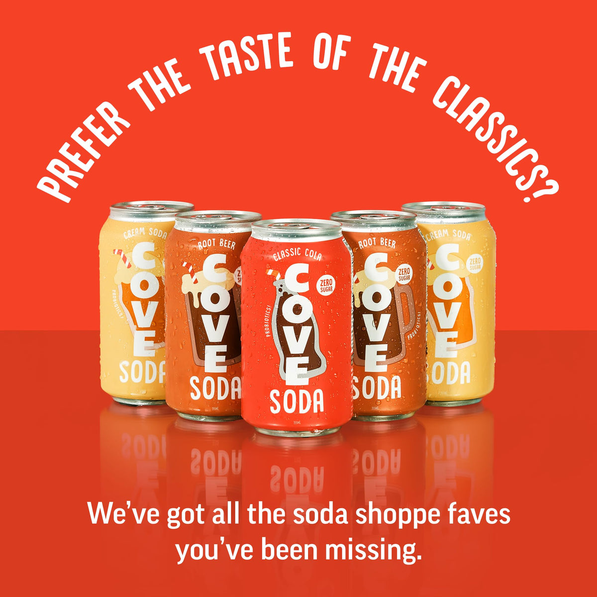Cove Soda Cola can with zero sugar and caffeine-free fizz in a classic flavor.