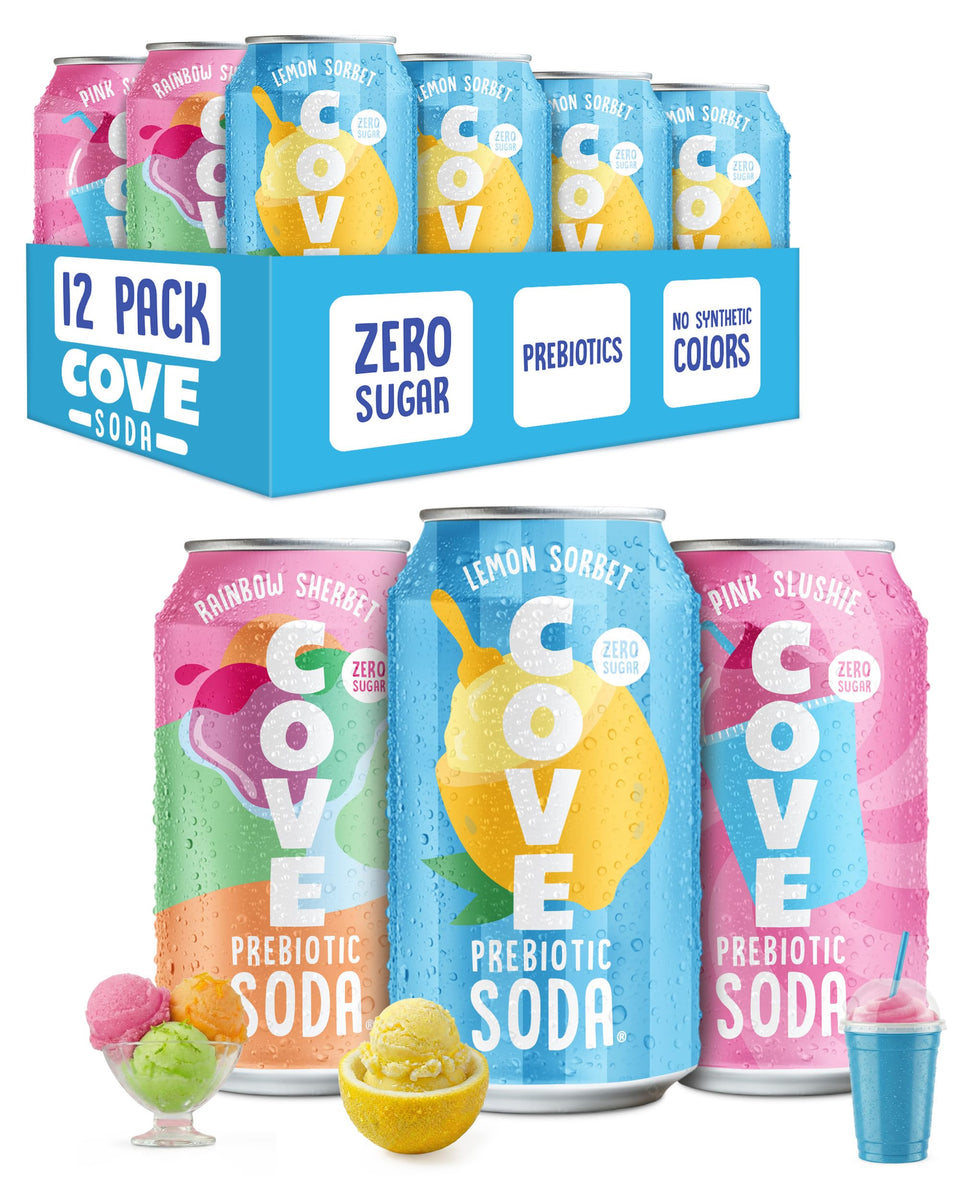 Cove Soda Frozen Faves Pack can with zero sugar and prebiotic fiber.