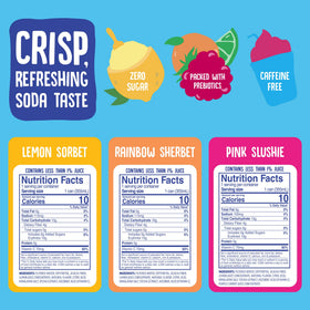 Cove Soda Rainbow Sherbet can highlighting bold flavor and prebiotic benefits.