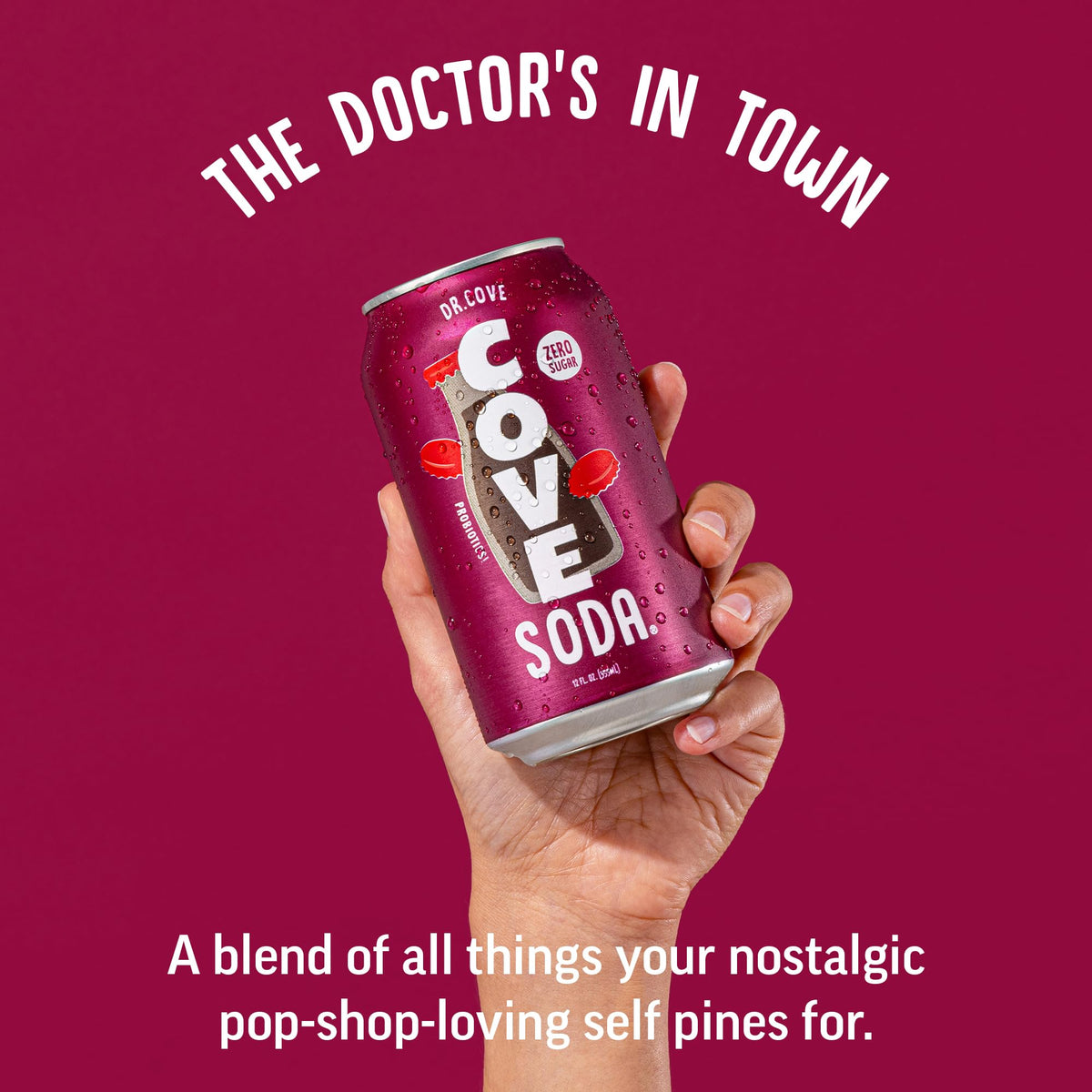 Cove Soda bottle features vitamin C for a bright, crisp sip.