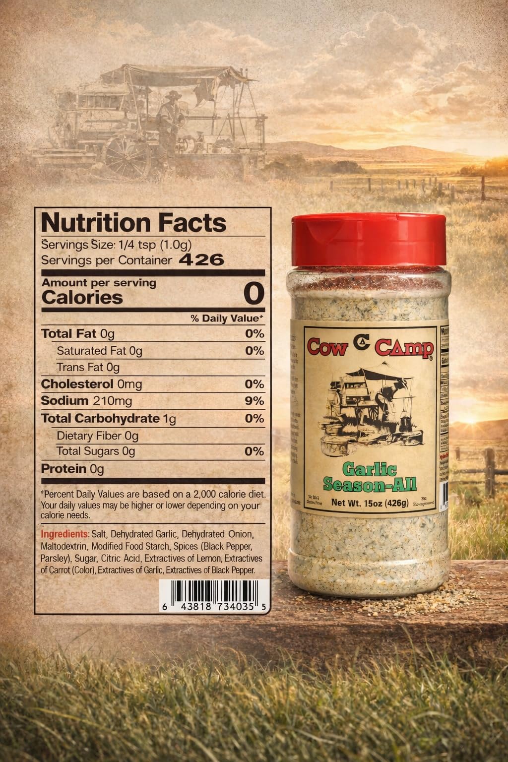 Cow Camp Garlic Seasoning being used to provide quick savory rub