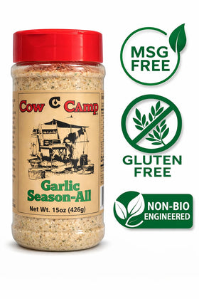 Cow Camp Garlic Seasoning with vegetables to enhance natural flavors