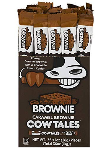 Cow Tales Caramel Brownie close-up of chewy nougat center, ideal snack for on-the-go.