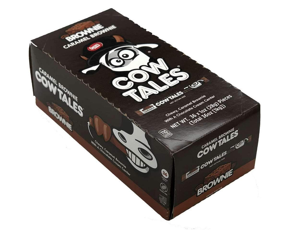 Cow Tales Caramel Brownie display pack showing vegan, peanut-free treats ready for sharing.