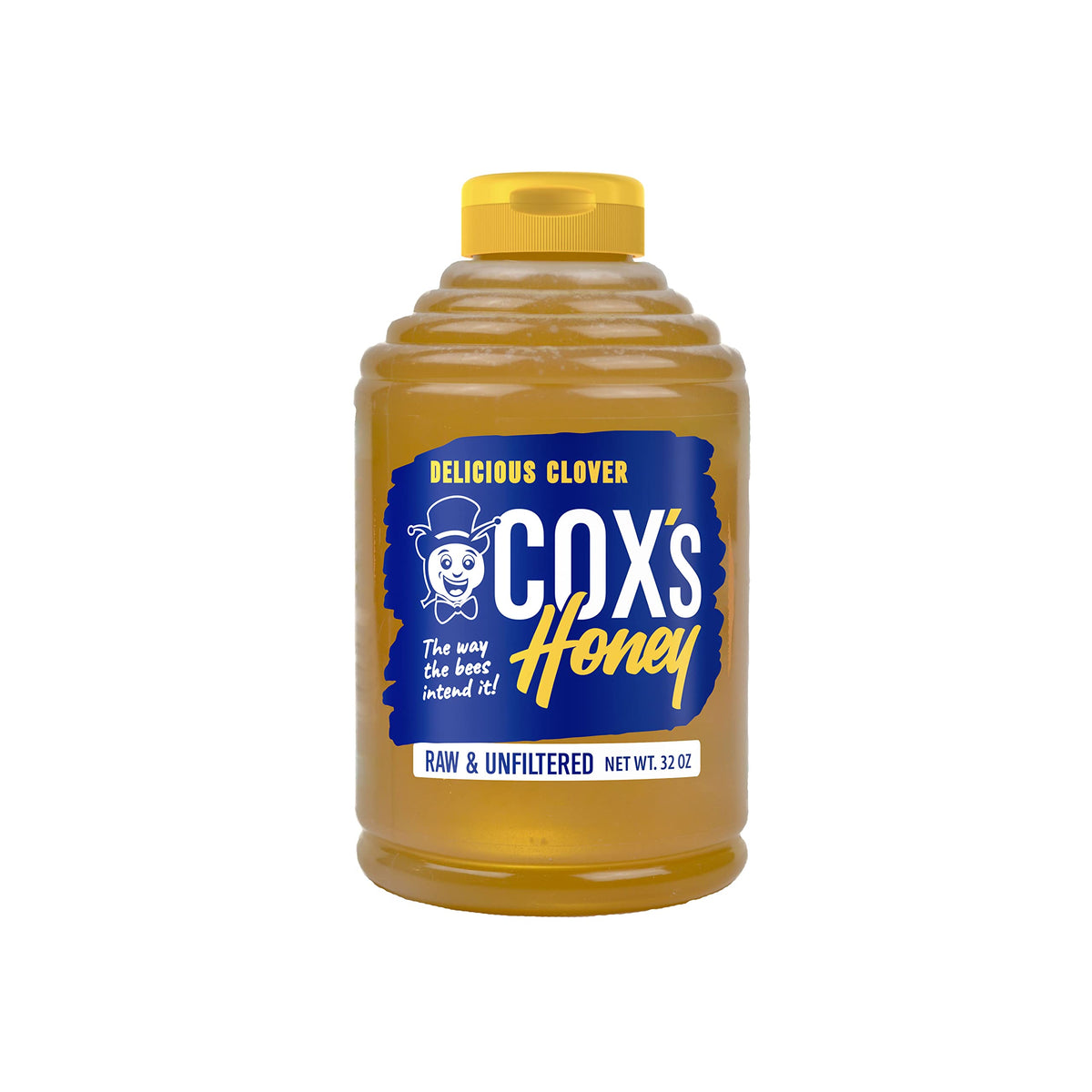 Cox's Honey Clover jar showing light, mildly sweet flavor for toast and tea.