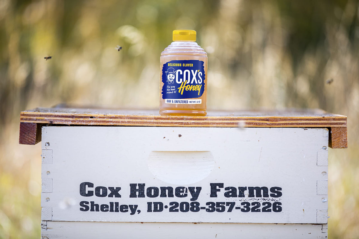 Cox's Honey pollen-enriched texture close-up suggests natural goodness.