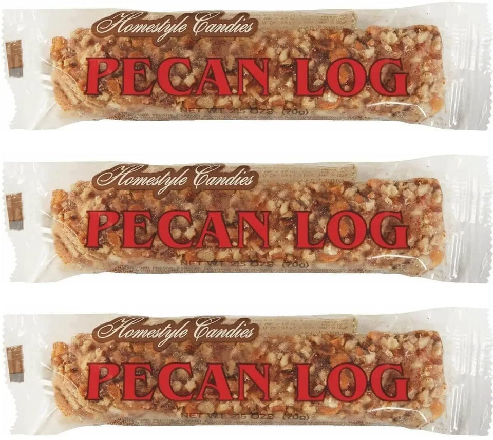 Cozy Confections Crown Candy Pecan Log: rich caramel-coated pecan treat ideal for gifting.