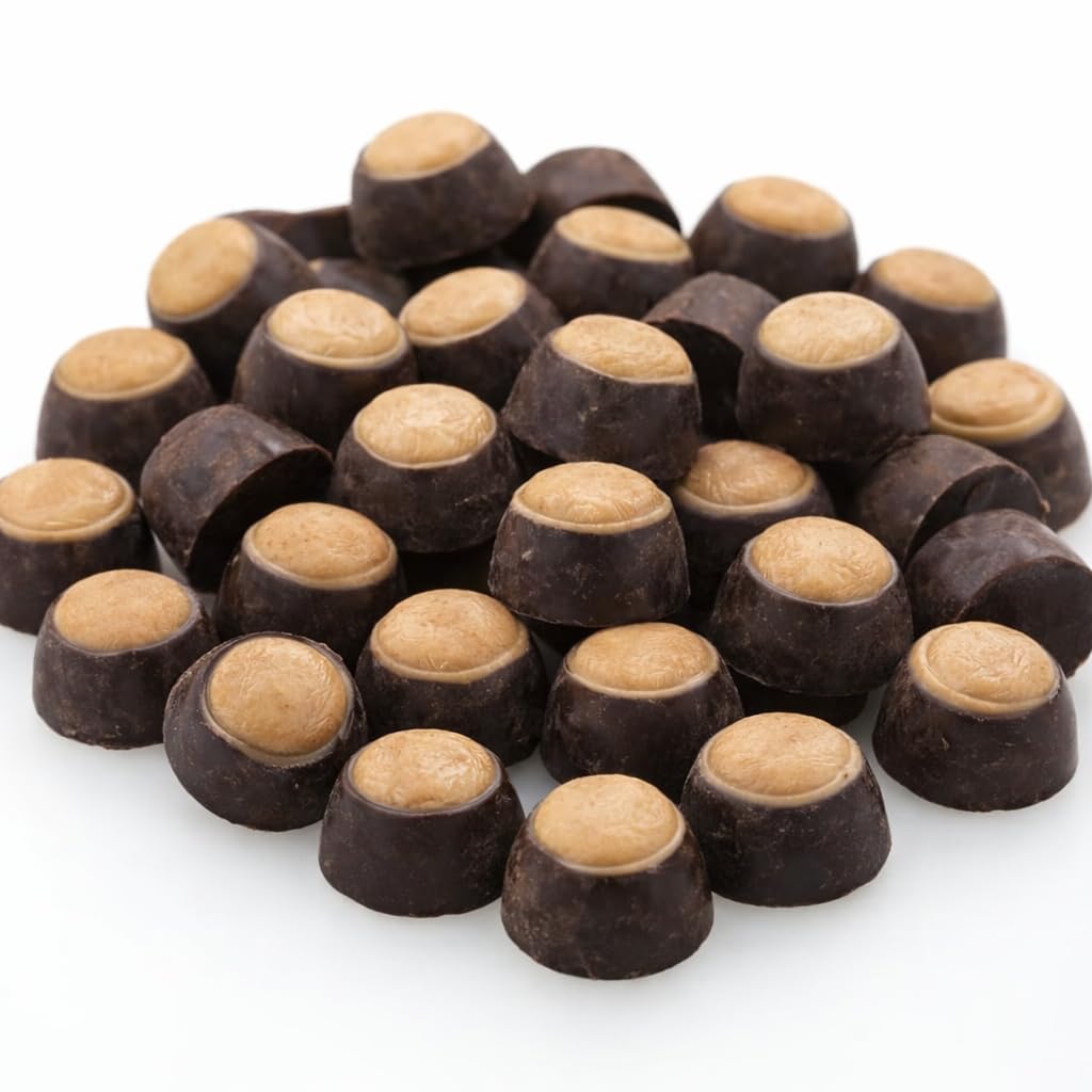 Cozy Confections dark-chocolate-peanut-butter-buckeyes-1lb in a resealable bag, ideal for sharing and gifting.
