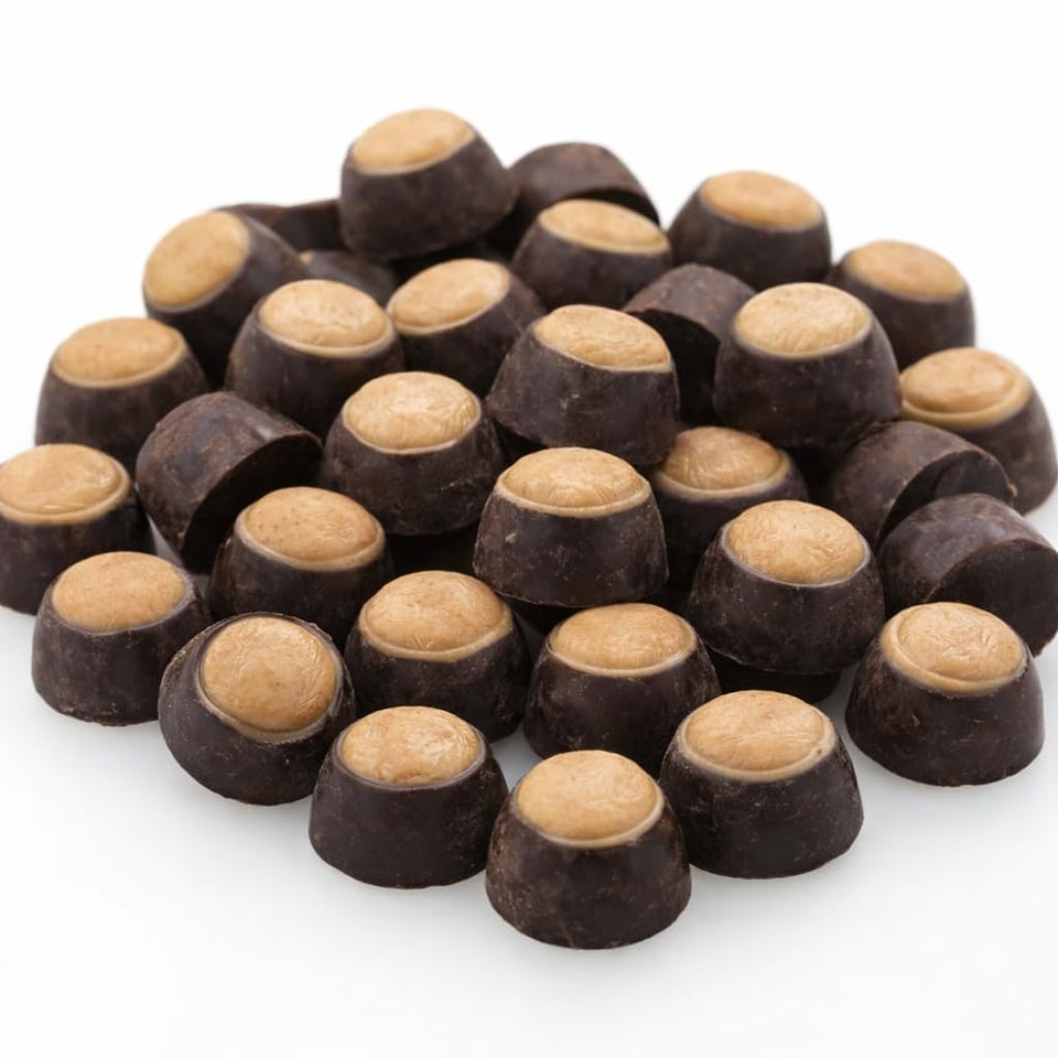 Cozy Confections dark-chocolate-peanut-butter-buckeyes-1lb in a resealable bag, ideal for sharing and gifting.