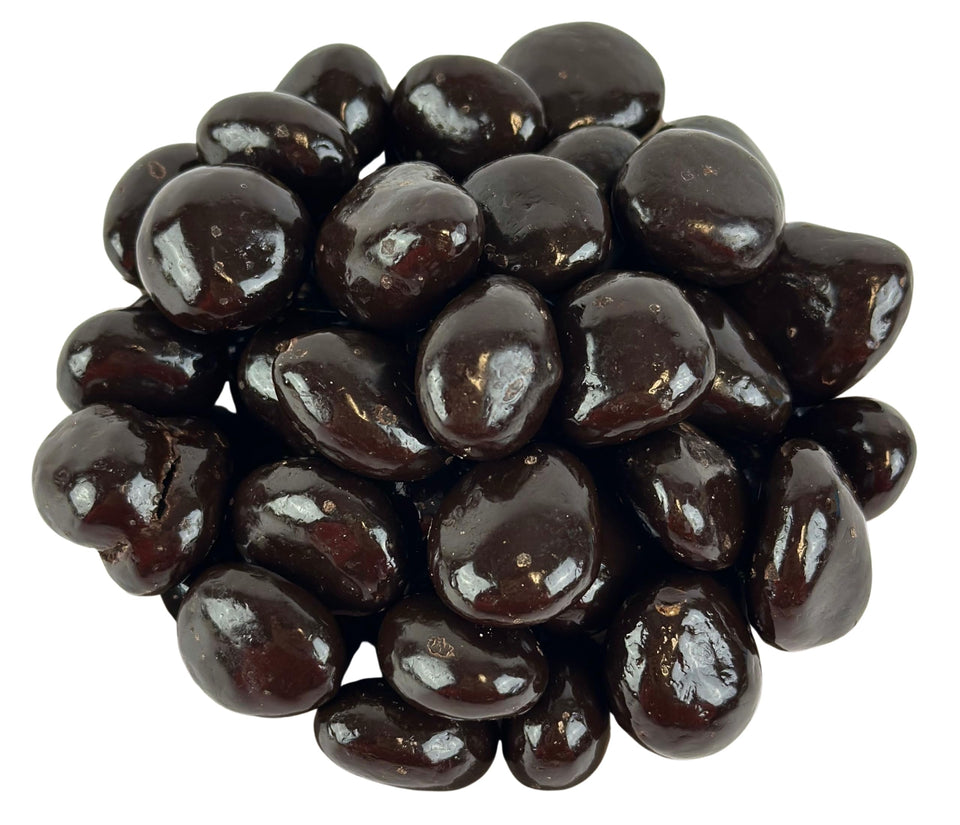 Cozy Confections double-dipped-dark-chocolate-covered-raisins showcase a glossy shell and juicy centers for a satisfying snack