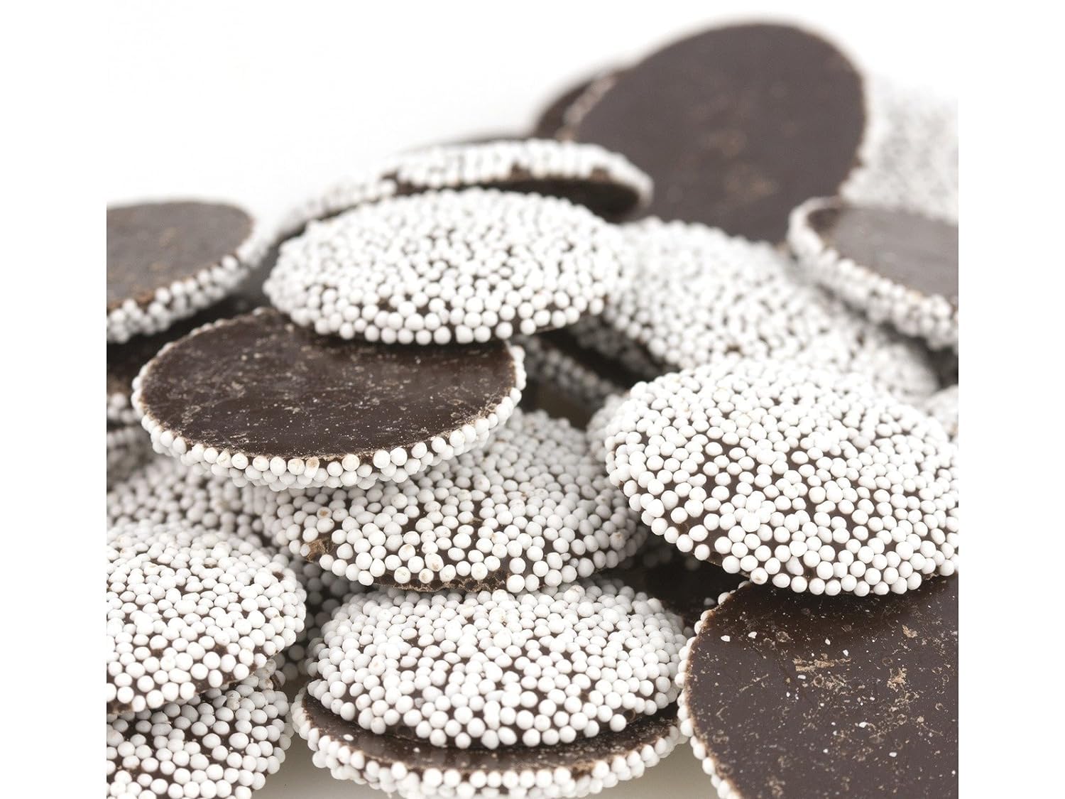 Cozy Confections Kargher dark chocolate nonpareils—crisp sprinkles atop rich chocolate, ideal for gifting