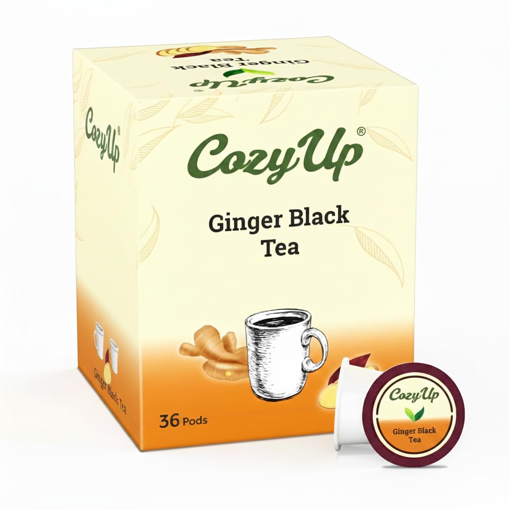 Cozy Up Ginger Black Tea K-Cup Pods for Keurig brewers, convenient and flavorful.
