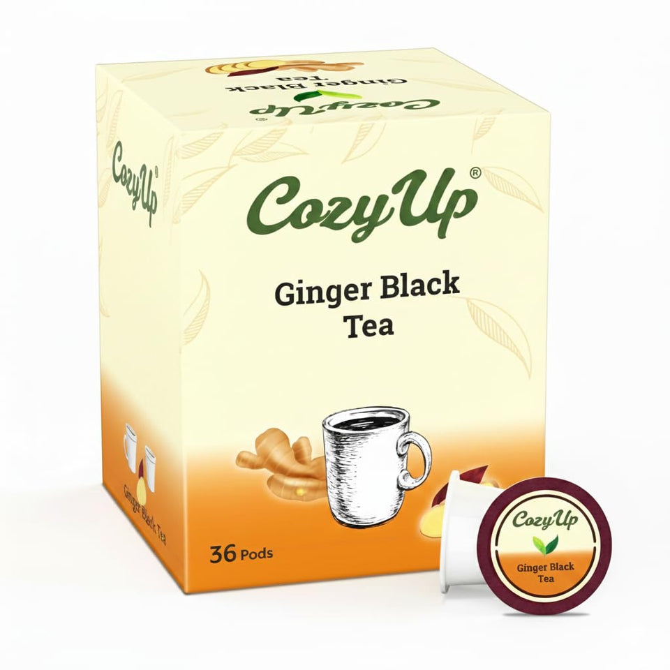 Cozy Up Ginger Black Tea K-Cup Pods for Keurig brewers, convenient and flavorful.