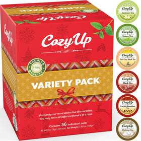 Cozy Up green tea pods in a 36-count pack for a refreshing morning cup