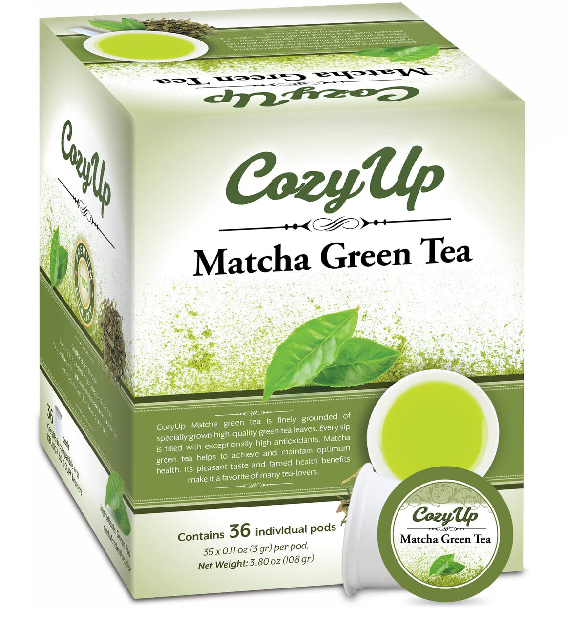 Cozy Up Matcha K-Cup pods box ready for convenient brewing