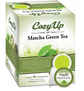 Cozy Up Matcha K-Cup pods box ready for convenient brewing