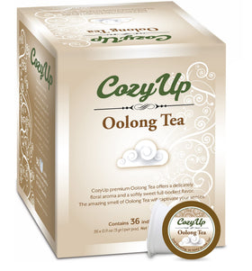 Cozy Up Oolong K-Cup pods in a box for quick, convenient brewing.