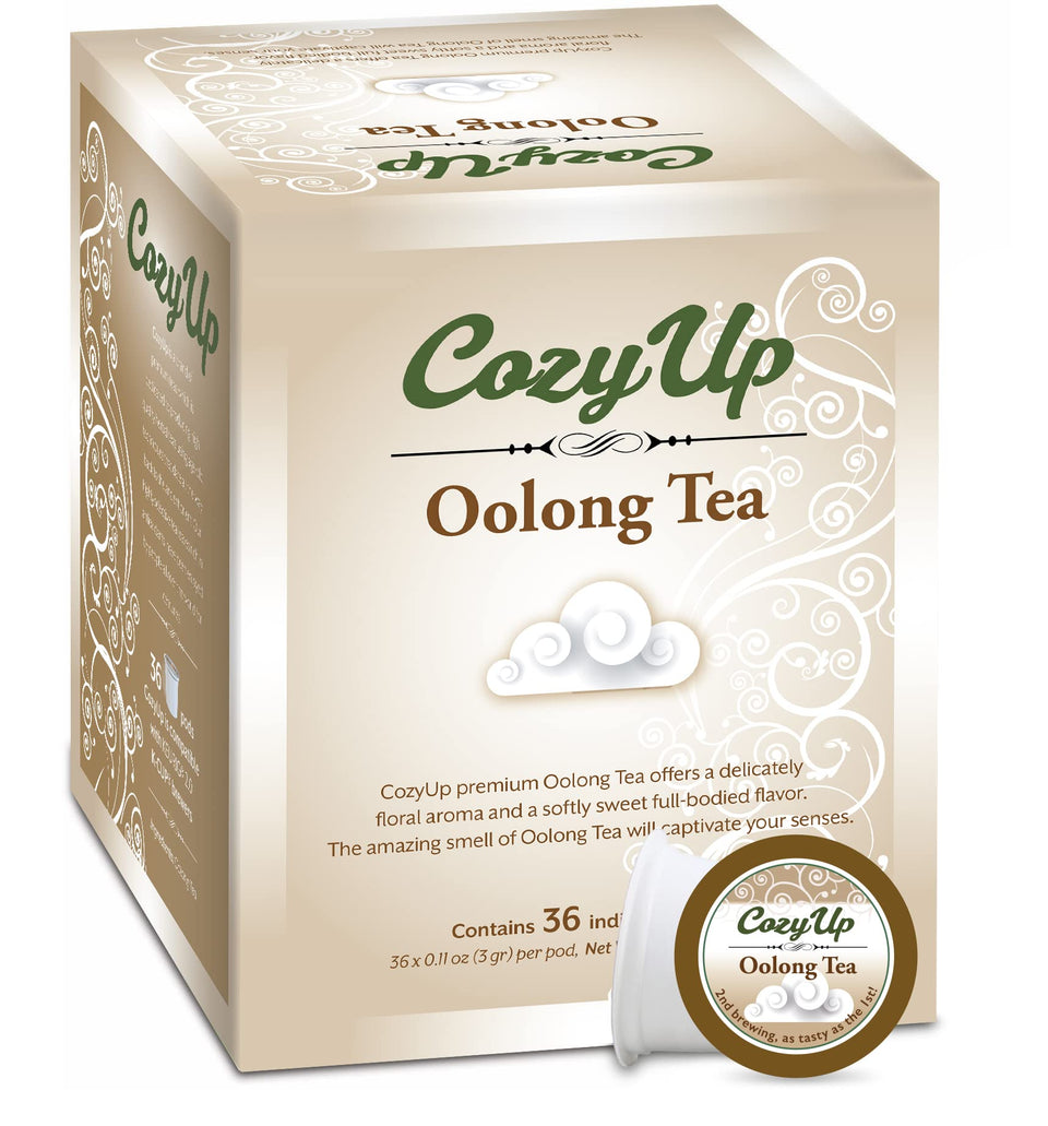 Cozy Up Oolong K-Cup pods in a box for quick, convenient brewing.