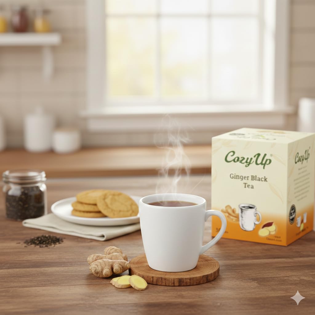 Refreshingly spicy finish from Cozy Up Ginger Black Tea K-Cups.