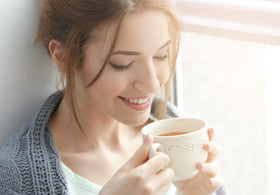 Cozy Up wellness tea mood image suggests a refreshing break.