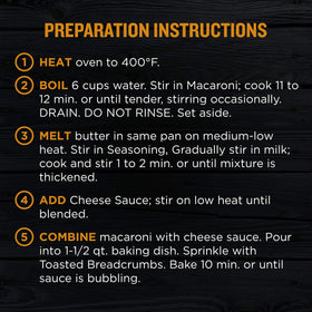 Cracker Barrel macaroni cheese sauce and seasoning packet for rich, creamy flavor.