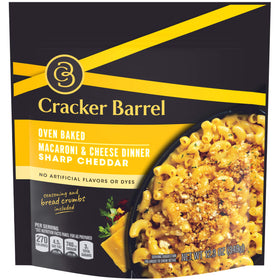 Cracker Barrel sharp cheddar mac and cheese dinner bags ready for quick family meals.