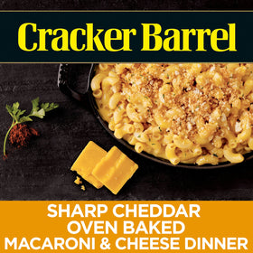 Toasted breadcrumbs topping on Cracker Barrel mac and cheese adds a crispy finish.