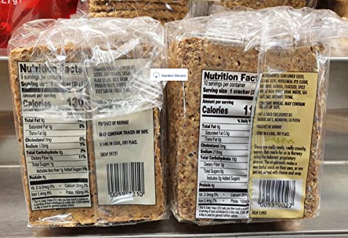 Cracker Seeds & Grains Norwegian Crackers Crispbread two-bag pack, hearty fiber-rich snacking option for pairings.