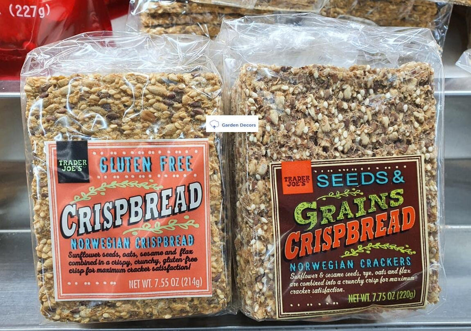 Cracker Trader Joe’s Norwegian Crispbread two-bag set, gluten-free crunch ideal for toppings and dips.
