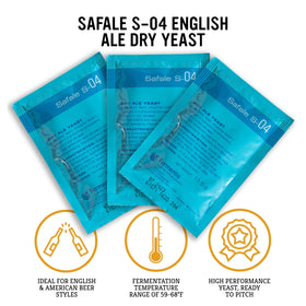Craft A Brew Safale S-04 3-pack packaging indicating easy home brewing supply.