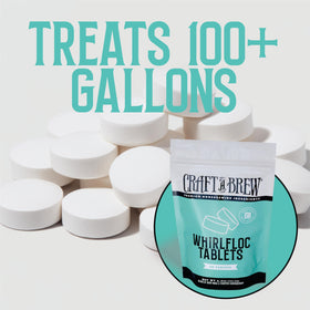 Craft A Brew whirlfloc tablets closeup highlighting seaweed-derived ingredients for haze reduction