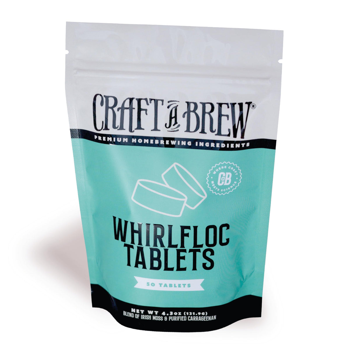 Craft A Brew whirlfloc tablets packaging shown for clearer brewing on brew day