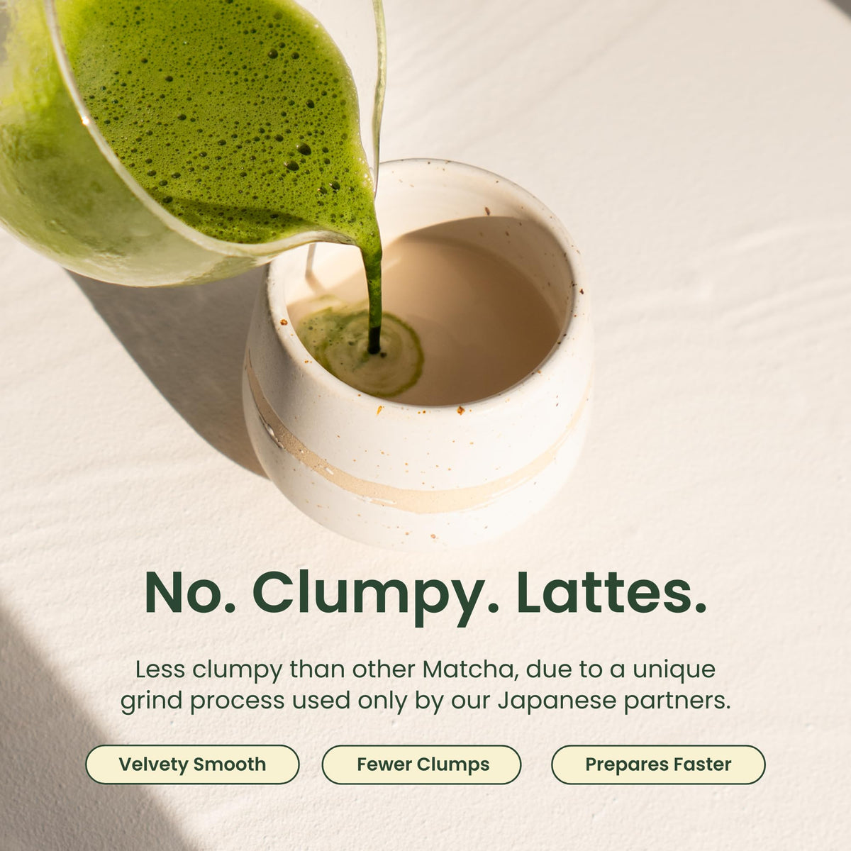 Crafti matcha latte with silky foam for cafe-style drinks.