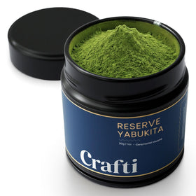 Crafti ceremonial-grade matcha powder in a 30g jar, ideal for authentic whisking rituals.