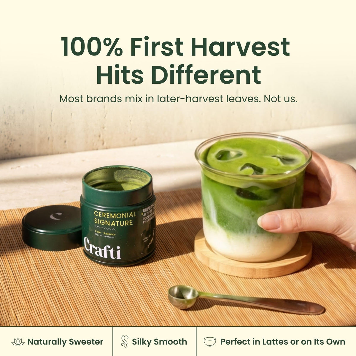 Crafti matcha whisk preparation showing traditional method for smooth froth