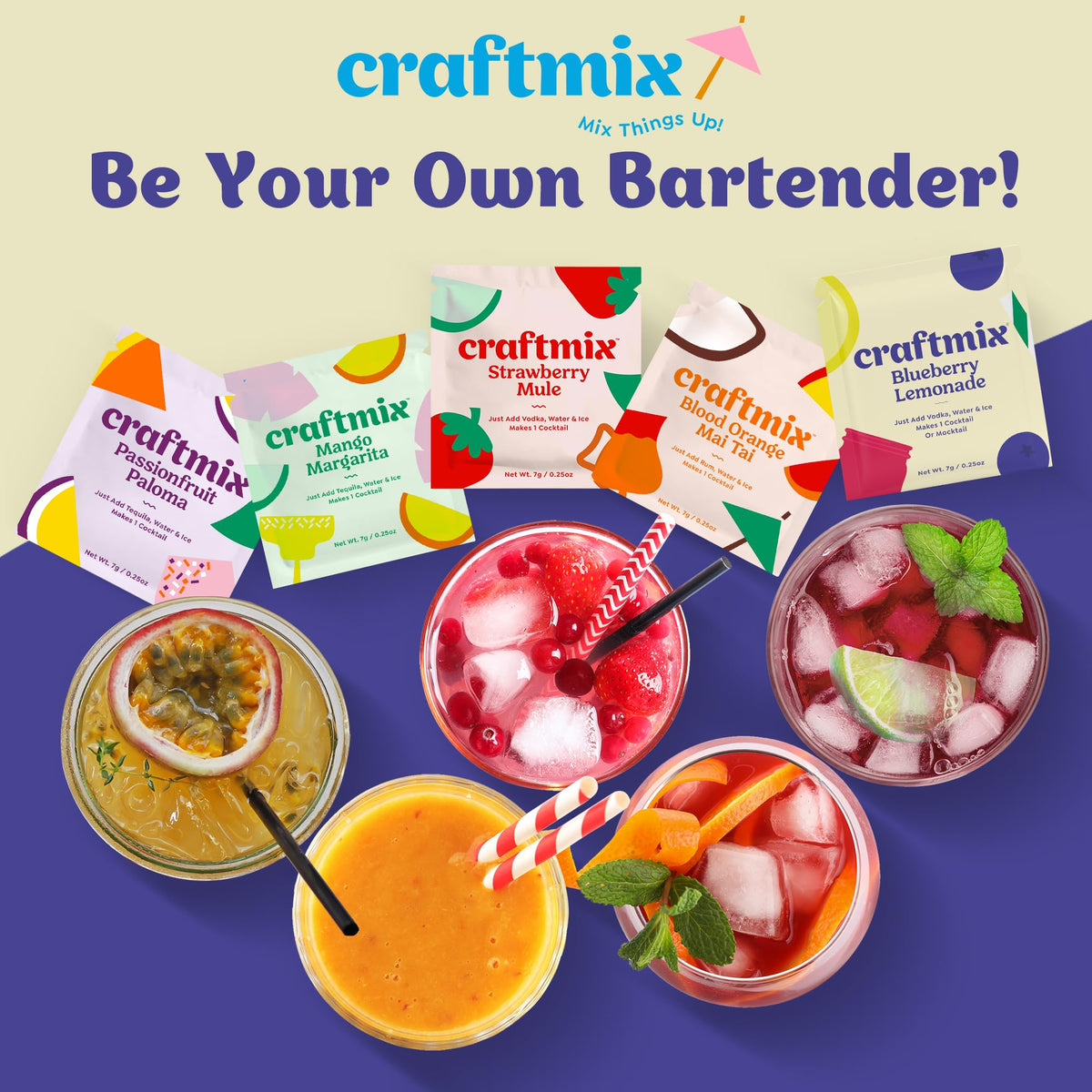 CraftMix Blueberry Lemonade refreshes over ice with a sunny finish.