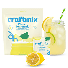 Craftmix Classic Lemonade packets packaging on a bright kitchen counter for easy hydration