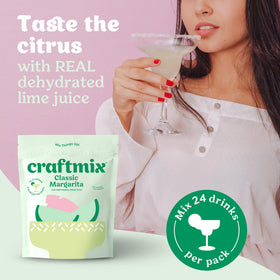 Craftmix Classic Margarita glass ready-to-serve with vegan and gluten-free notes.