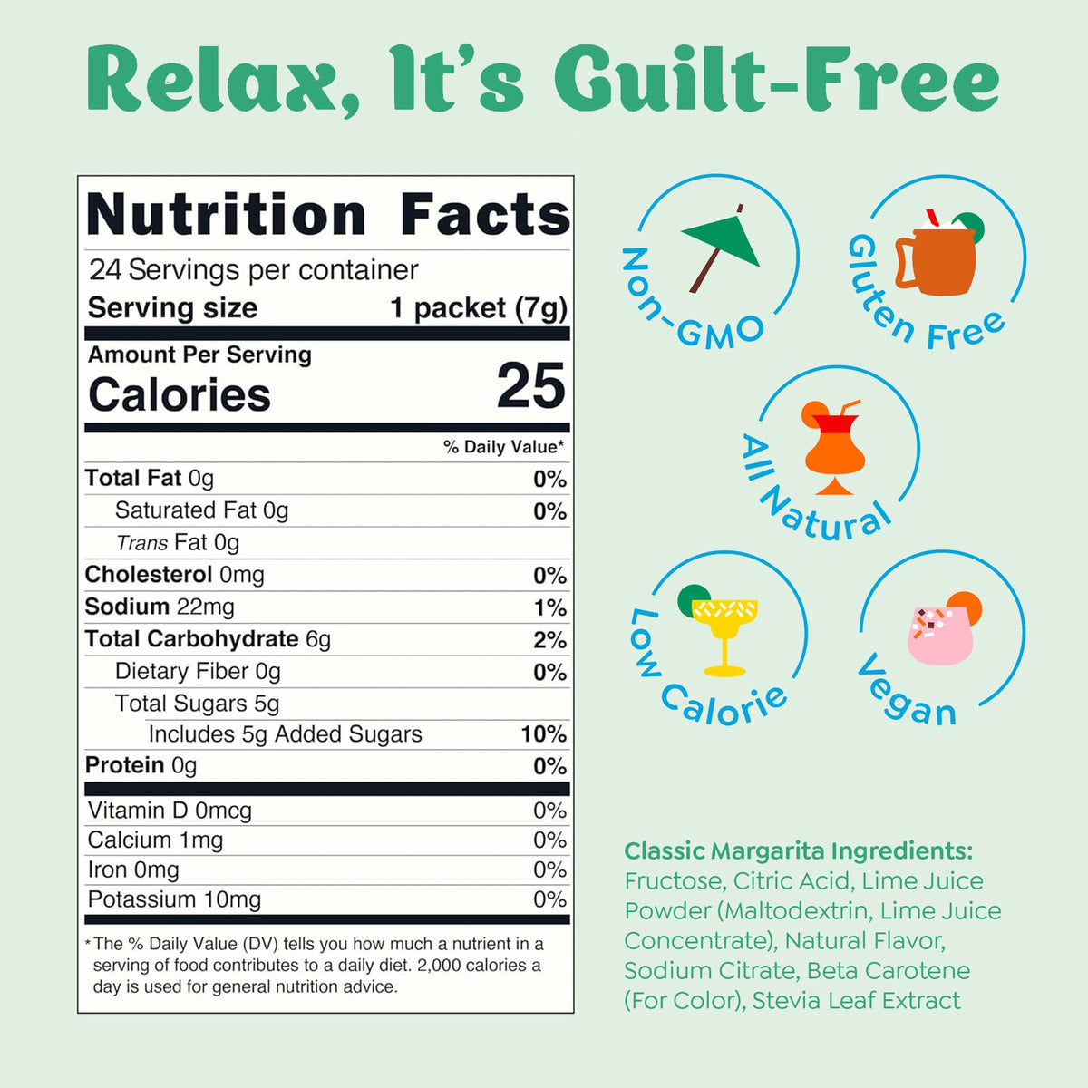 Craftmix Classic Margarita ingredients on pack highlight natural flavor.
