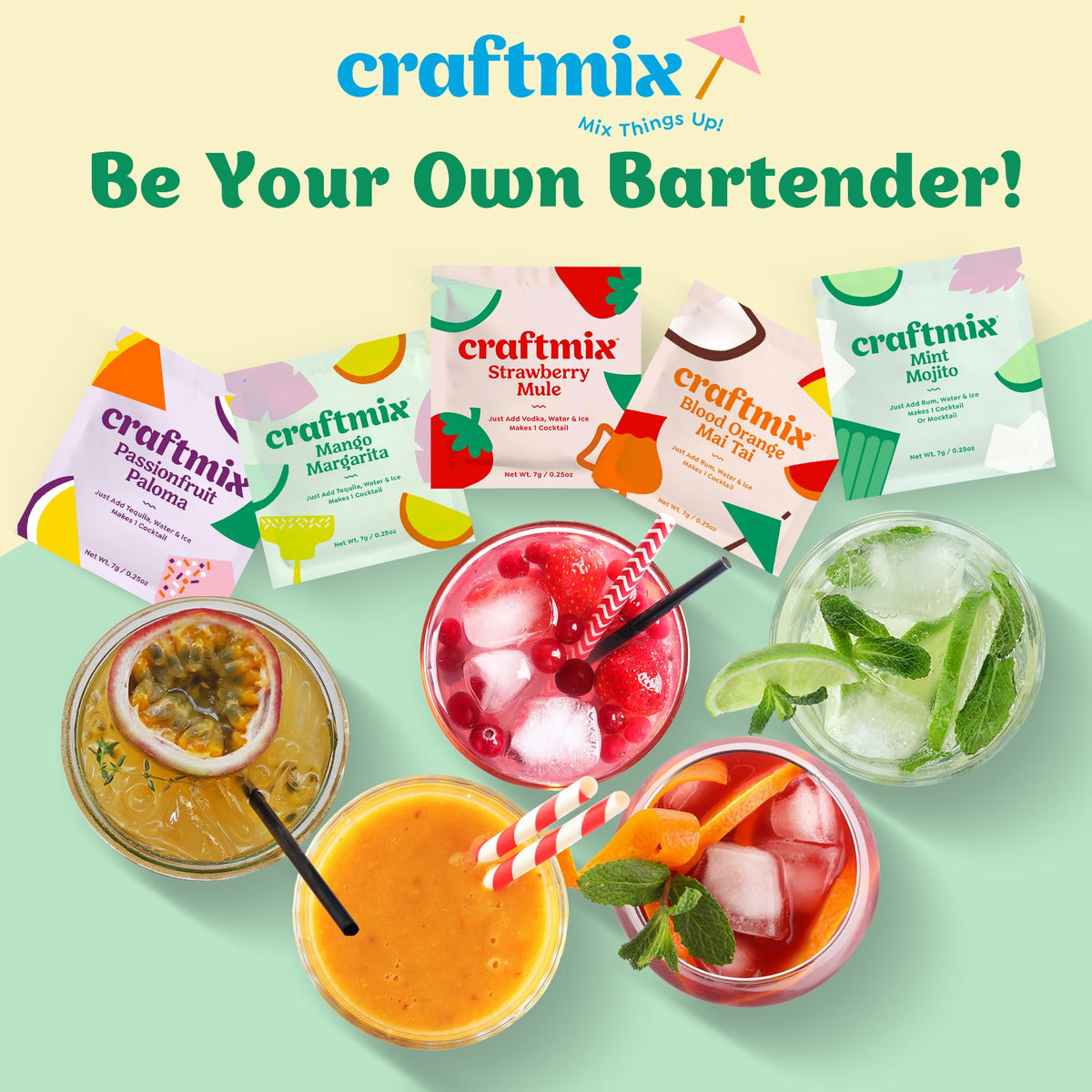 CraftMix compact packets for camping or outdoor gatherings.