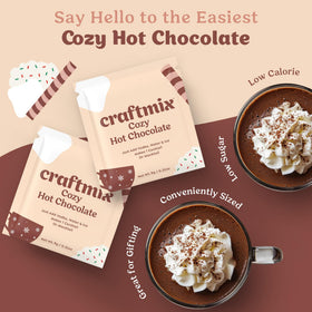 Craftmix Cozy Hot Chocolate pouring into a mug for a comforting warm drink