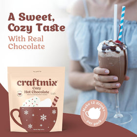 Craftmix Cozy Hot Chocolate close up reveals rich cocoa and creamy texture