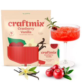 Craftmix Cranberry Vanilla mixer packaging highlights real fruit for natural flavor.