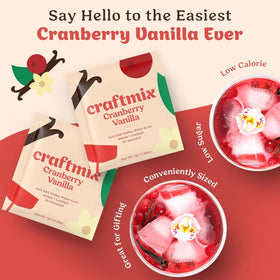 Craftmix Cranberry Vanilla mixer being poured into a glass with ice.